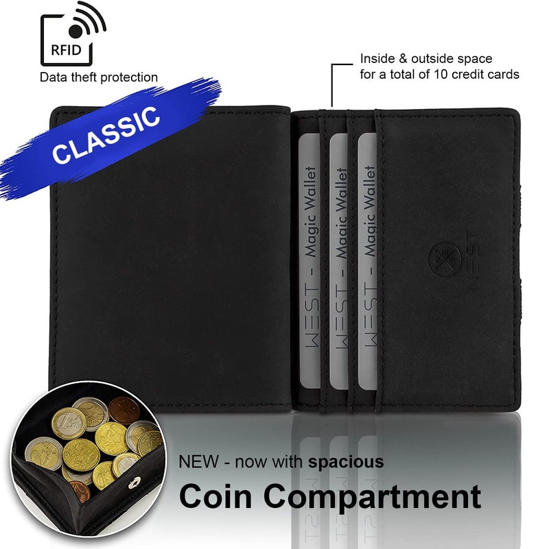 West - RFID Wallet with Coin Pouch + Gift Packaging - Compact & Small Magic Money Wallet - Extra Strong Money Bands - Image 4